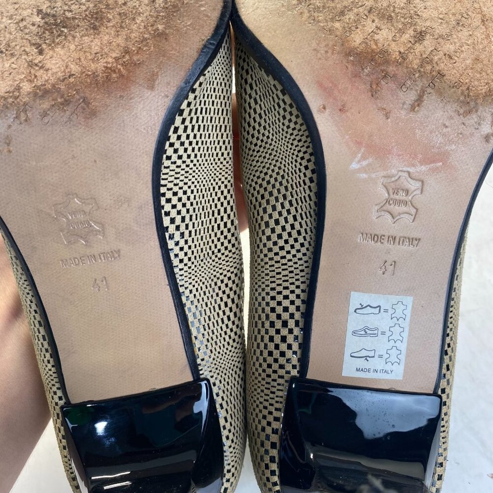 Sergio Cerruti Roma Womens Gold Leather Square Toe Heels,Size 41,Preppy - Picture 13 of 13